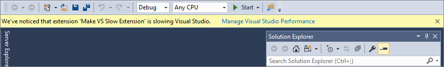 Visual studio detected the slowing down extension